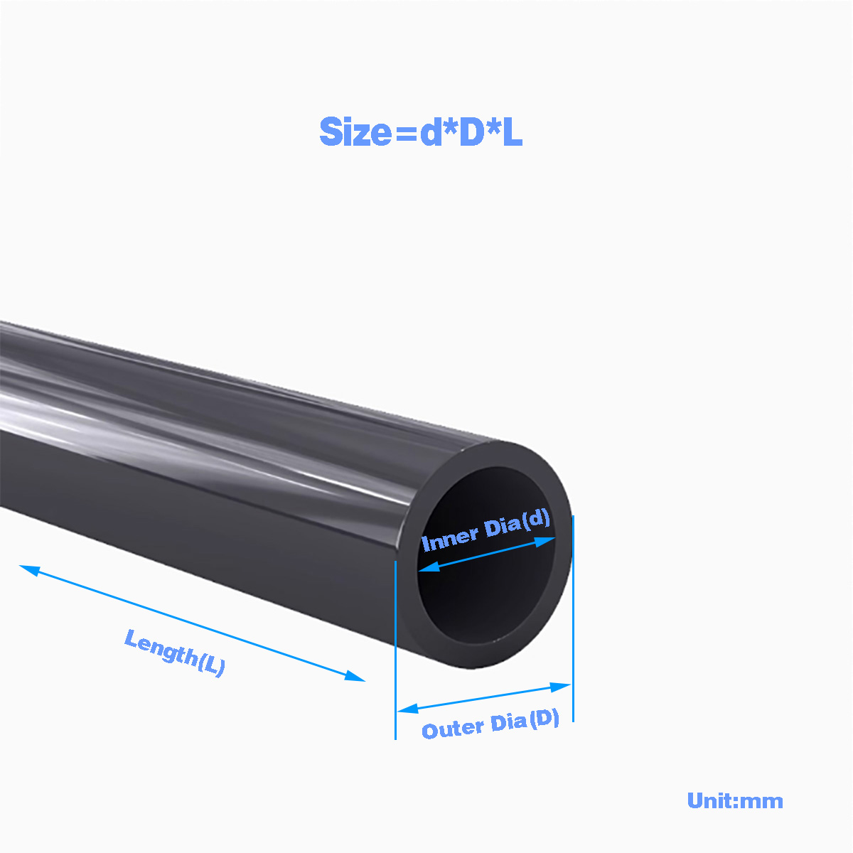 Ocean Aquarium - Czarna plastikowa rura PVC pusta rura/zbiornik