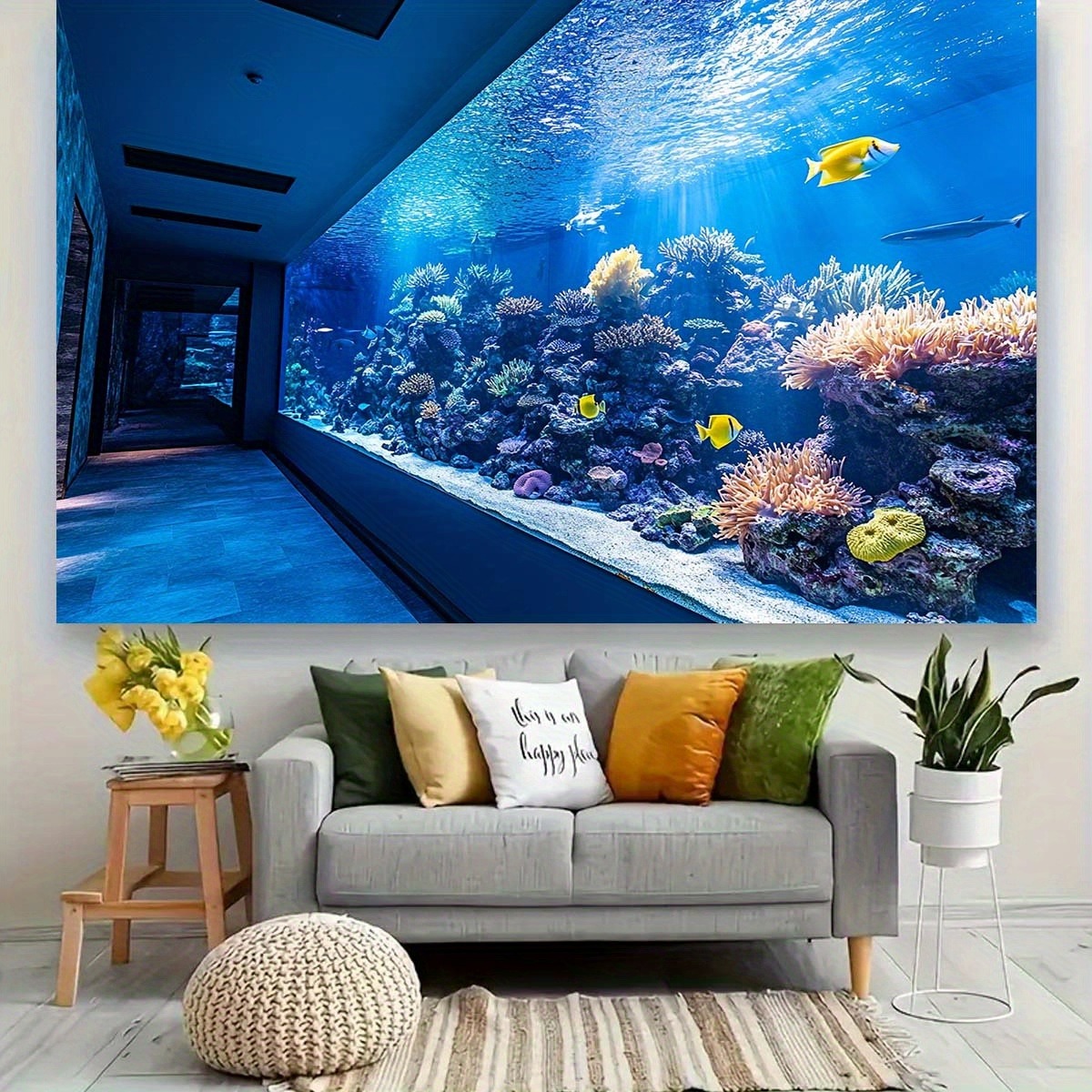Żywa gobelina z motywem akwari – Reef Aquarium recenzja i cena